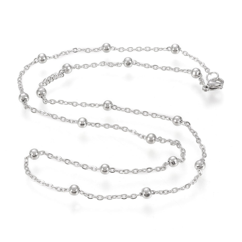 Bolletjesketting Stainless Steel zilver 51cm-bedels-Kraaltjes van Renate