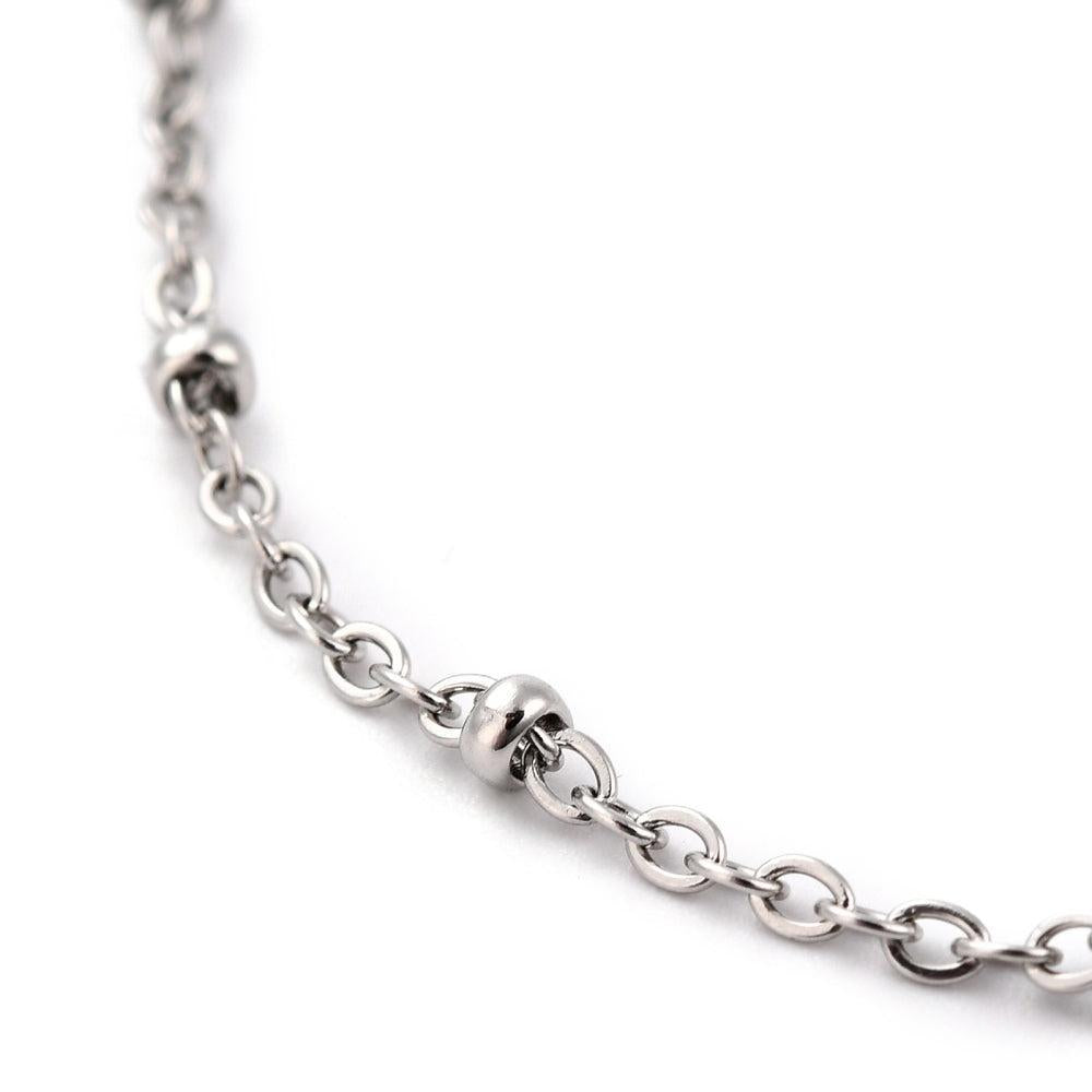 Complete Ketting Cable Beads 2.6mm RVS Zilver - 45.5cm-Ketting-Kraaltjes van Renate