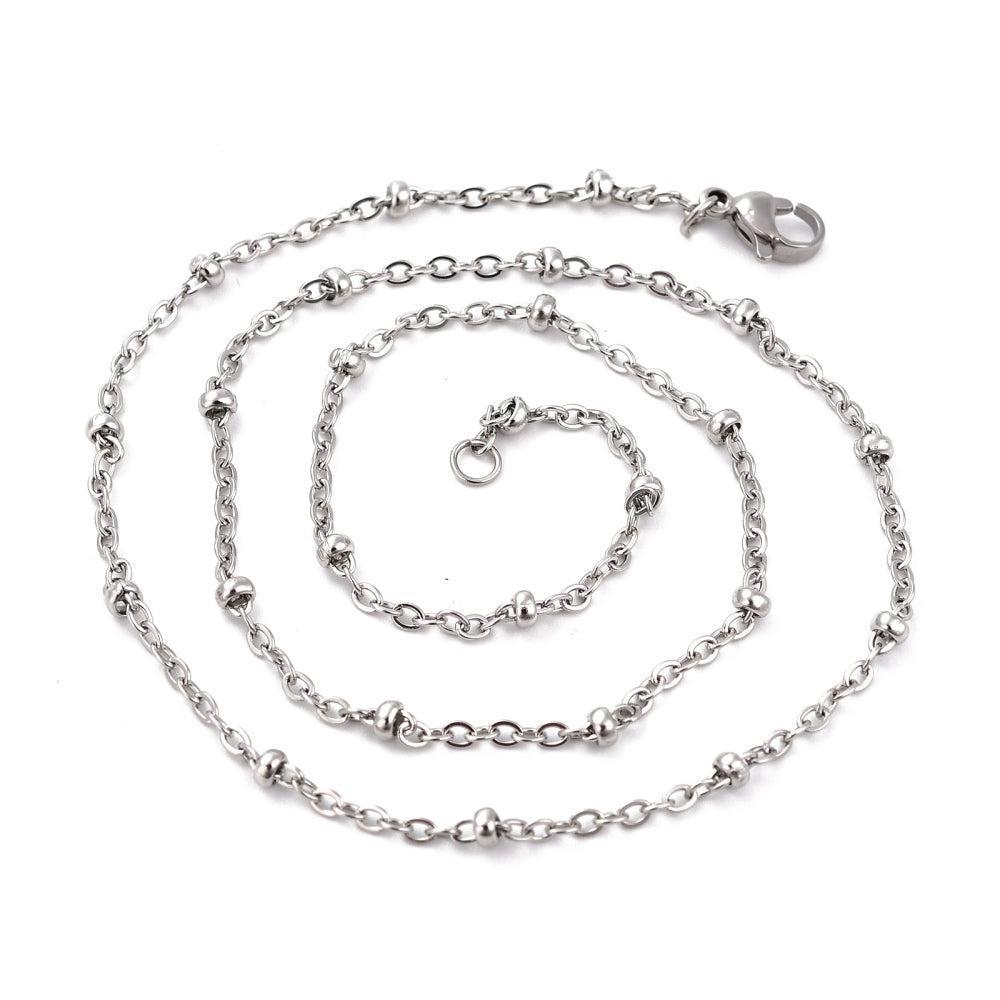 Complete Ketting Cable Beads 2.6mm RVS Zilver - 45.5cm-Ketting-Kraaltjes van Renate