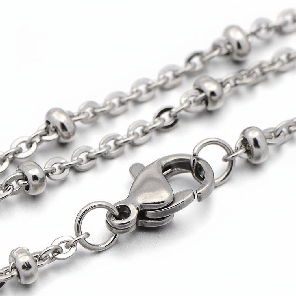 Complete Ketting Cable Beads 2.6mm RVS Zilver - 45.5cm-Ketting-Kraaltjes van Renate
