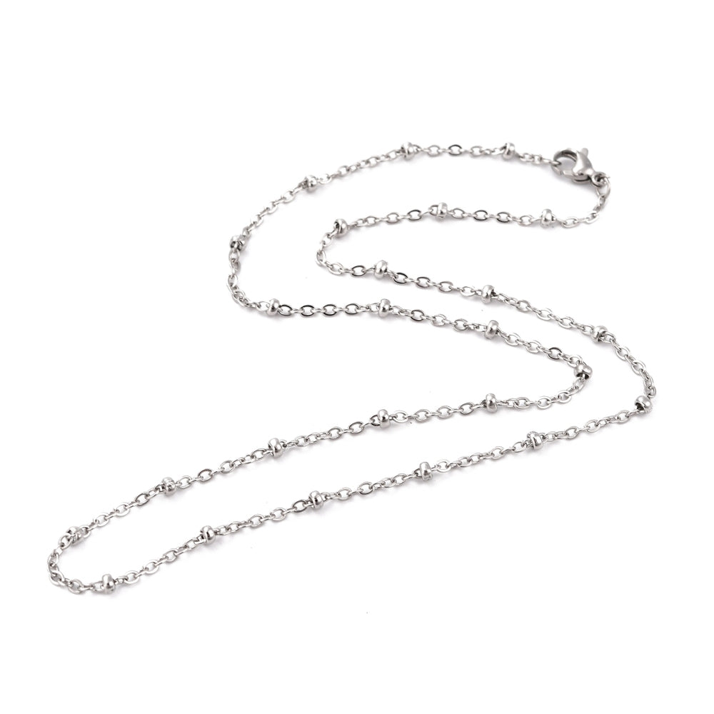Complete Ketting Cable Beads 2.6mm RVS Zilver - 45.5cm-Ketting-Kraaltjes van Renate