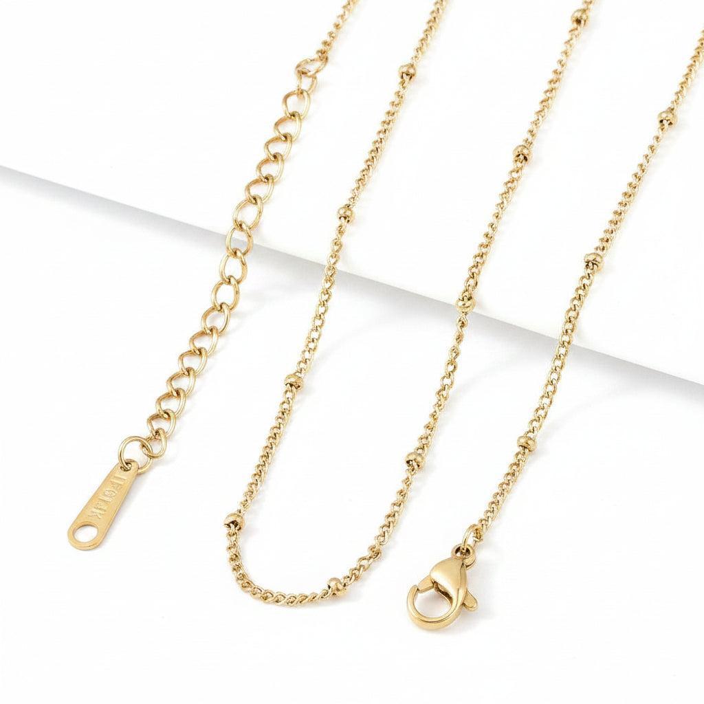 Complete Ketting Cable Beads 2mm Premium RVS Goud 14k plated - 41.5cm-Ketting-Kraaltjes van Renate