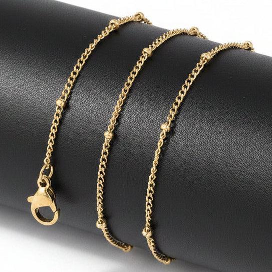 Complete Ketting Cable Beads 2mm Premium RVS Goud 14k plated - 41.5cm-Ketting-Kraaltjes van Renate