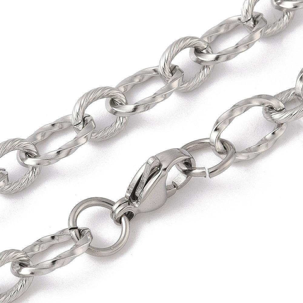 Complete Ketting Cable Patroon 12x7mm RVS Zilver - 72cm-Ketting-Kraaltjes van Renate