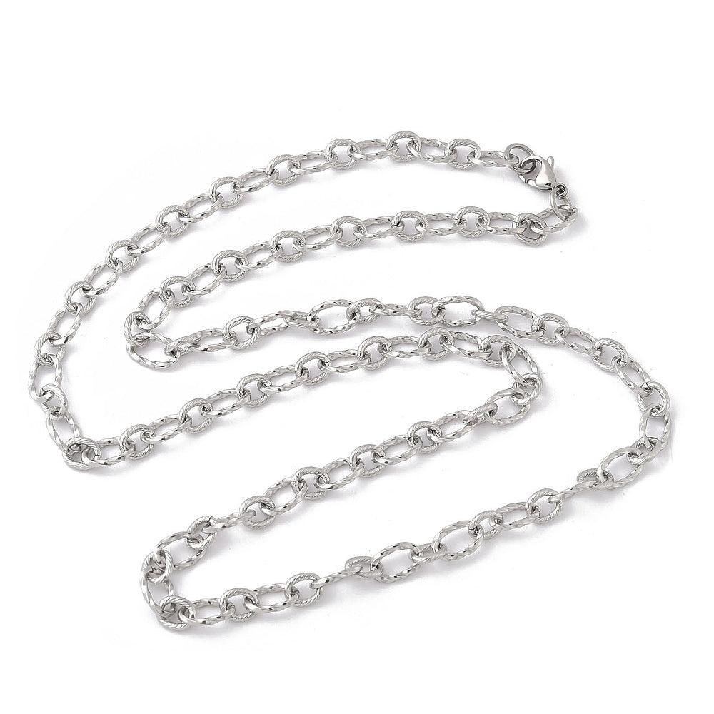 Complete Ketting Cable Patroon 12x7mm RVS Zilver - 72cm-Ketting-Kraaltjes van Renate