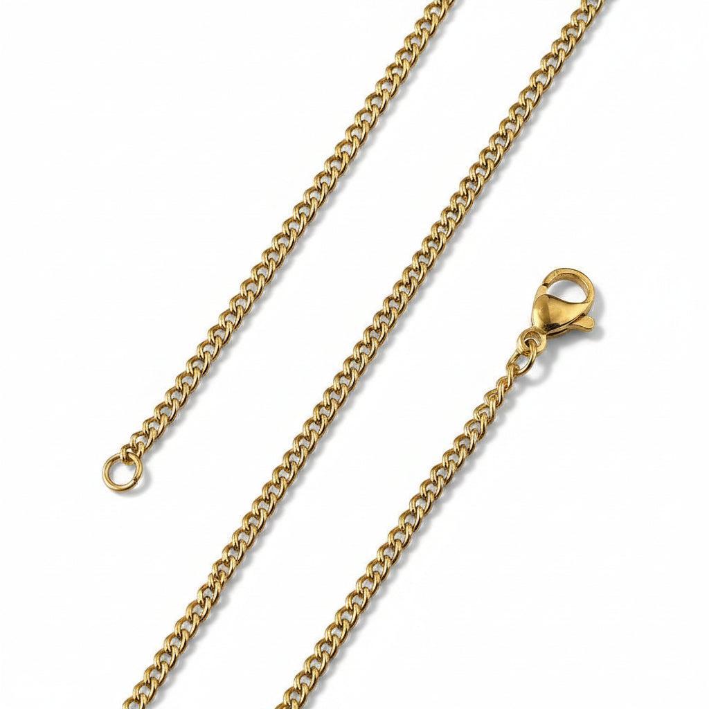 Complete Ketting Curb 2.7x2.2mm Premium RVS Goud - 45cm-Ketting-Kraaltjes van Renate