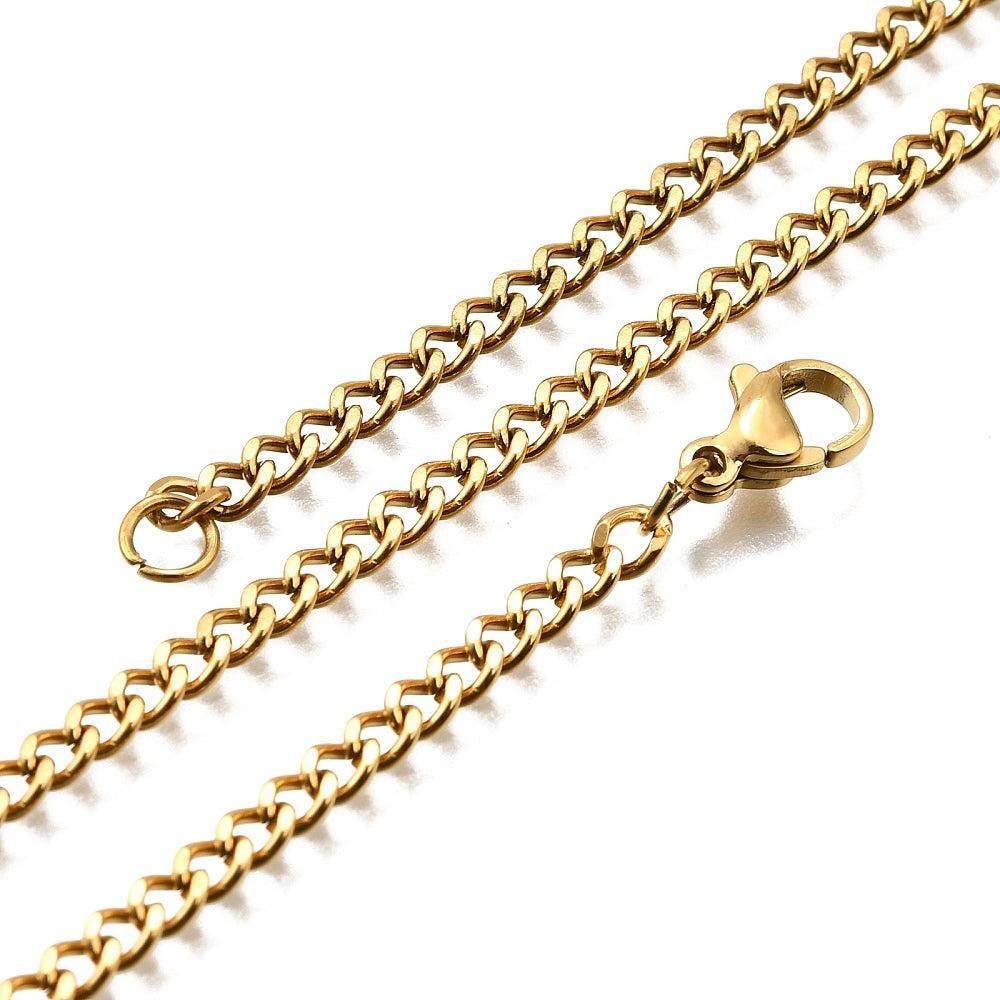 Complete Ketting Curb 4x3mm Premium RVS Goud - 45cm-Ketting-Kraaltjes van Renate