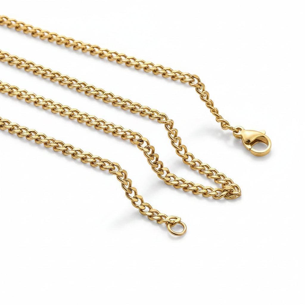 Complete Ketting Curb 4x3mm Premium RVS Goud - 45cm-Ketting-Kraaltjes van Renate
