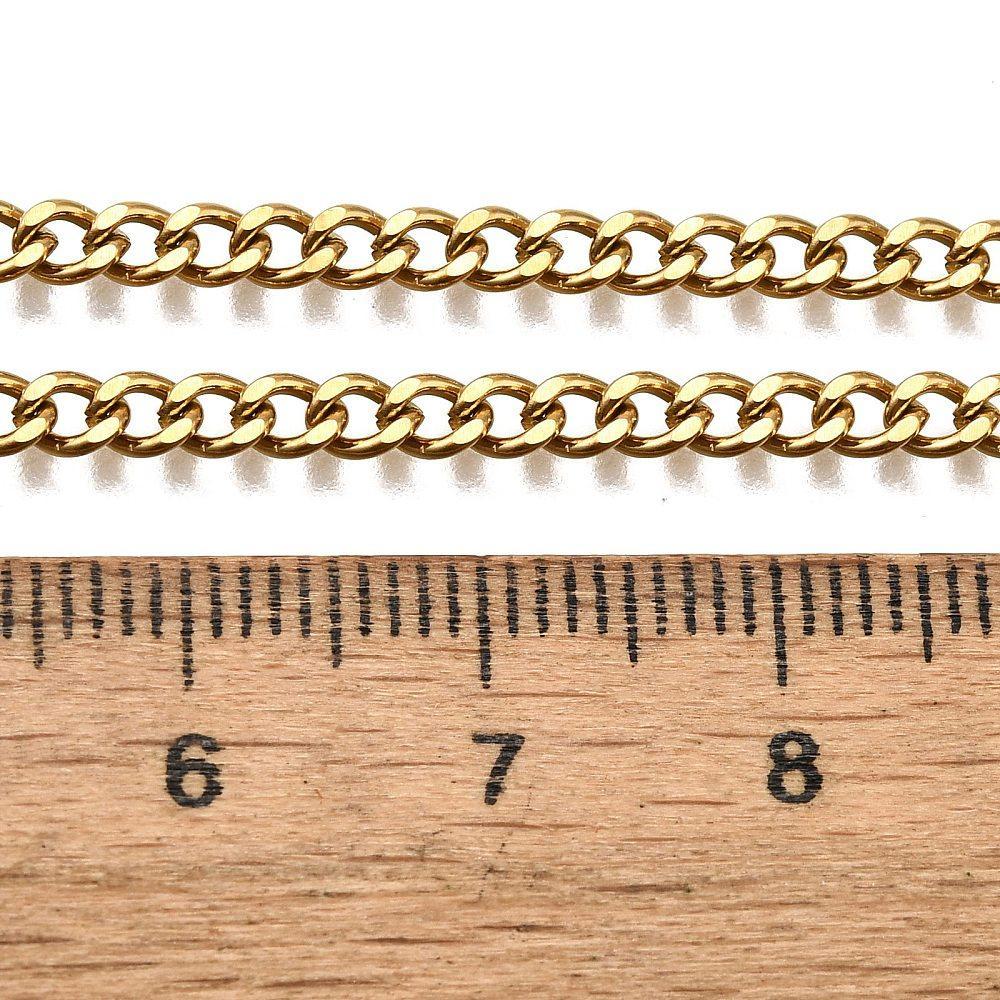 Complete Ketting Curb 4x3mm Premium RVS Goud - 45cm-Ketting-Kraaltjes van Renate