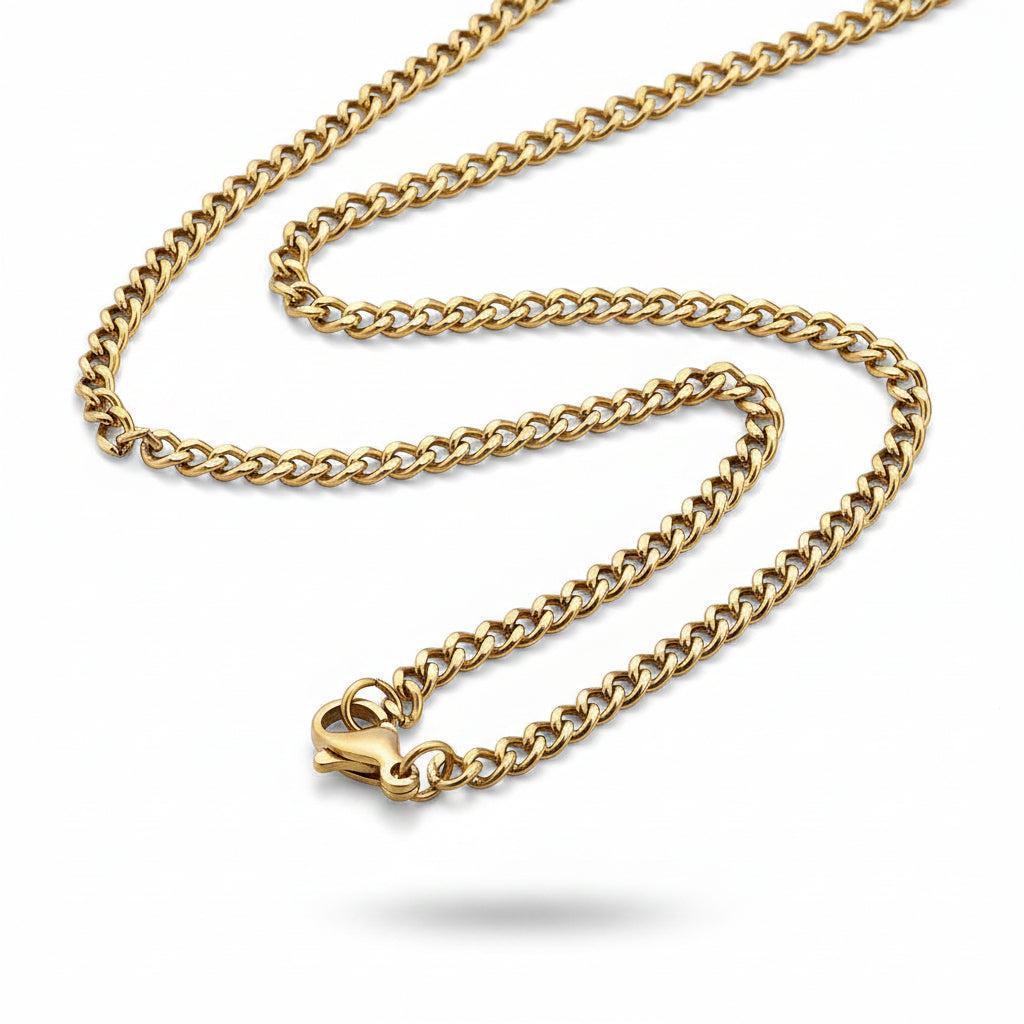 Complete Ketting Curb 4x3mm Premium RVS Goud - 45cm-Ketting-Kraaltjes van Renate