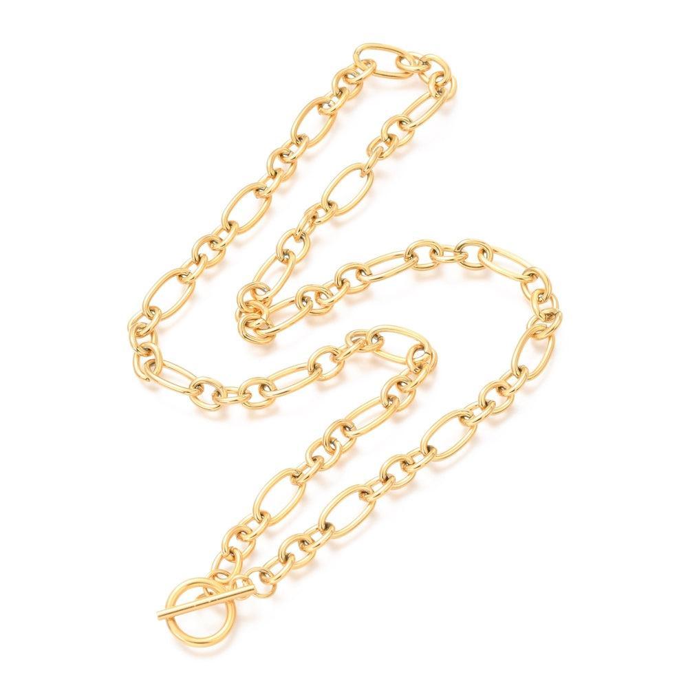 Complete Ketting Figaro Kapittel 14x7.5mm Premium RVS Goud - 52cm-Ketting-Kraaltjes van Renate