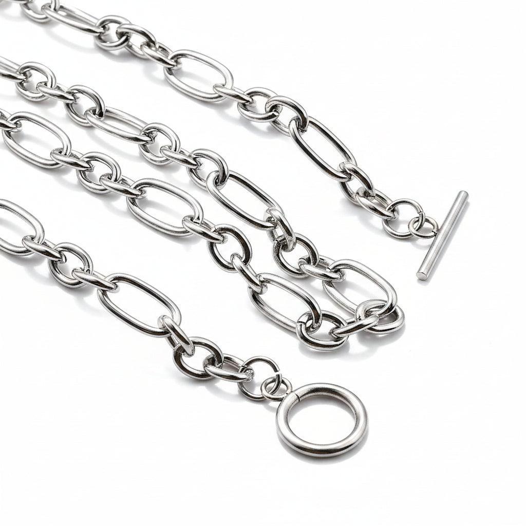 Complete Ketting Figaro Kapittel 14x7.5mm RVS Zilver - 52cm-Ketting-Kraaltjes van Renate