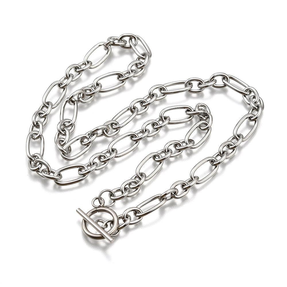 Complete Ketting Figaro Kapittel 14x7.5mm RVS Zilver - 52cm-Ketting-Kraaltjes van Renate