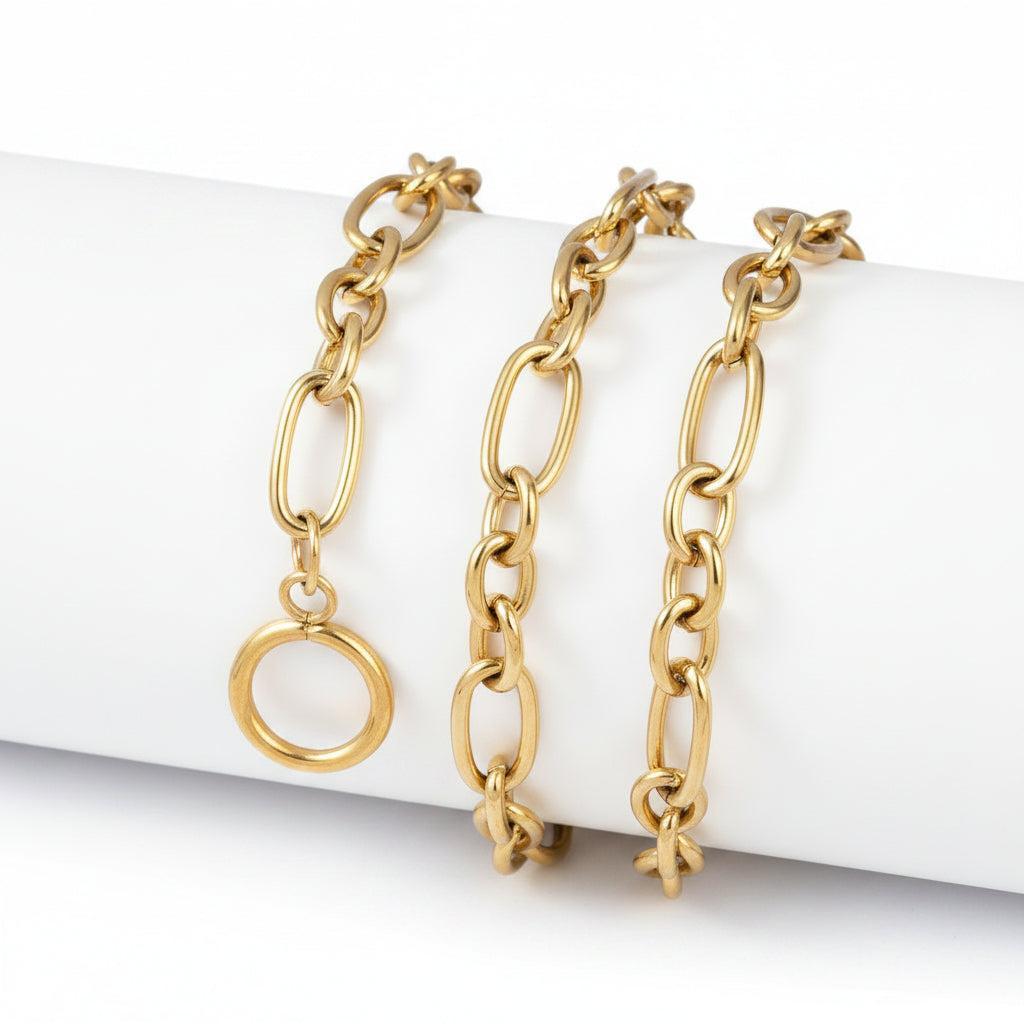 Complete Ketting Figaro Kapittel 14x7mm Premium RVS Goud - 52.3cm-Ketting-Kraaltjes van Renate