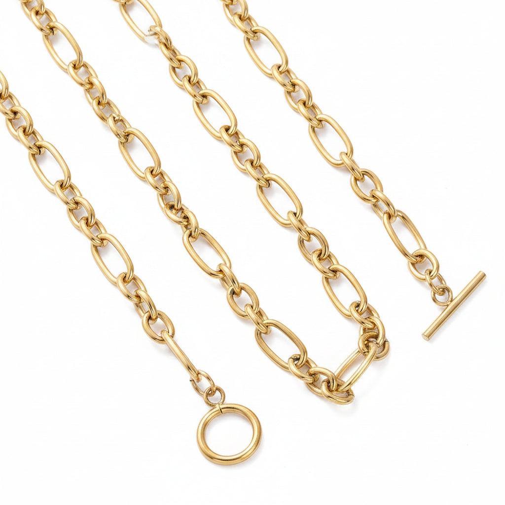 Complete Ketting Figaro Kapittel 14x7mm Premium RVS Goud - 52.3cm-Ketting-Kraaltjes van Renate