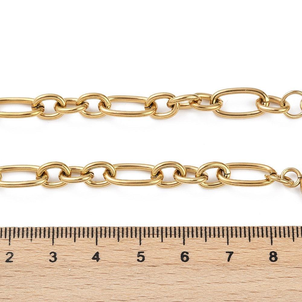 Complete Ketting Figaro Kapittel 14x7mm Premium RVS Goud - 52.3cm-Ketting-Kraaltjes van Renate