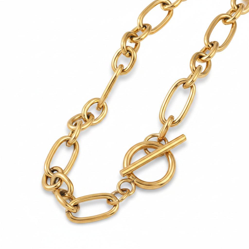 Complete Ketting Figaro Kapittel 14x7mm Premium RVS Goud - 52.3cm-Ketting-Kraaltjes van Renate