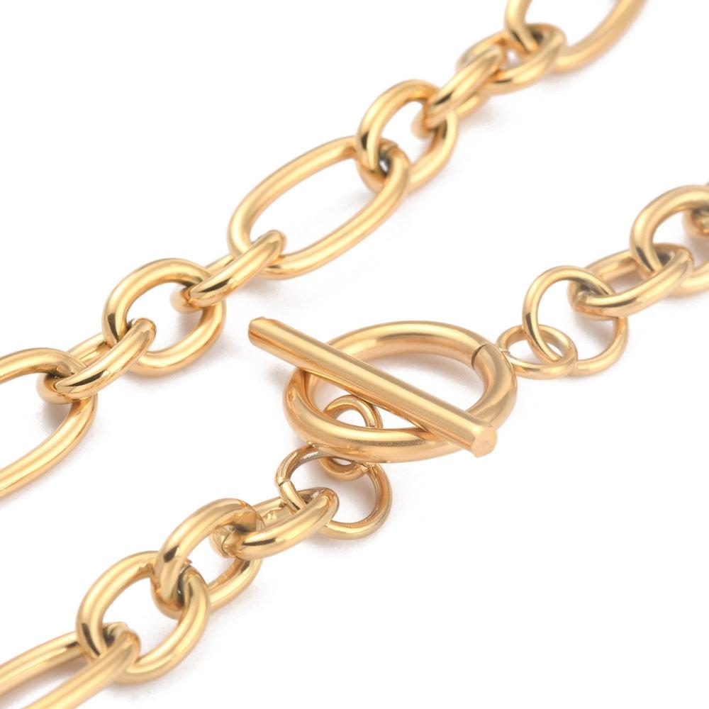 Schakelketting Stainless Steel toggle 50cm-bedels-Kraaltjes van Renate