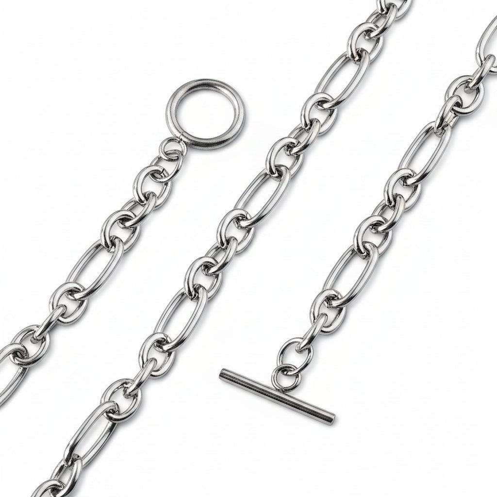 Complete Ketting Figaro Kapittel 14x7mm RVS Zilver - 52.3cm-Ketting-Kraaltjes van Renate