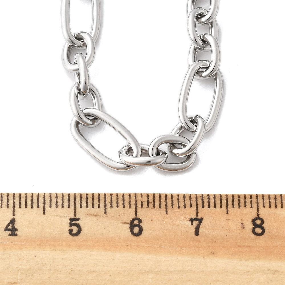 Complete Ketting Figaro Kapittel 14x7mm RVS Zilver - 52.3cm-Ketting-Kraaltjes van Renate