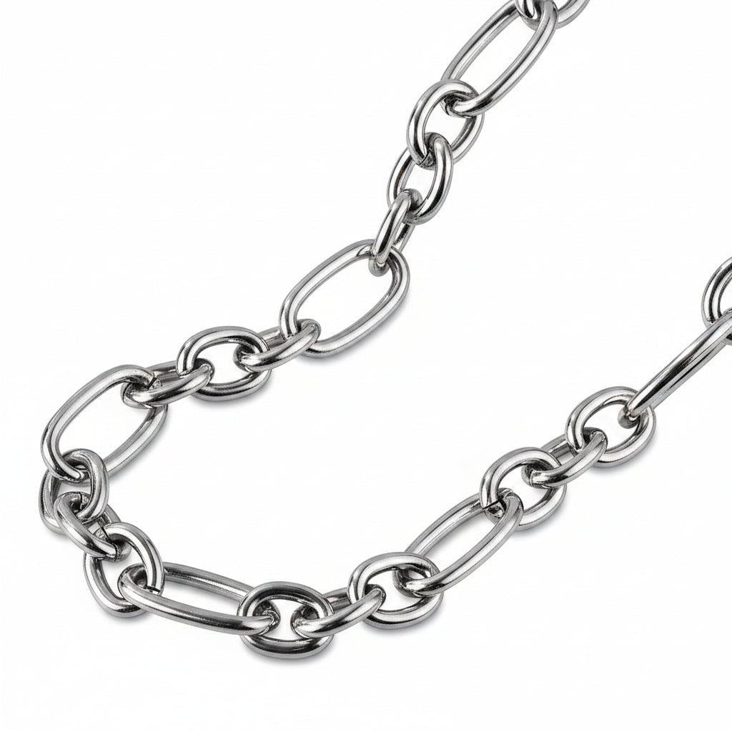 Complete Ketting Figaro Kapittel 14x7mm RVS Zilver - 52.3cm-Ketting-Kraaltjes van Renate