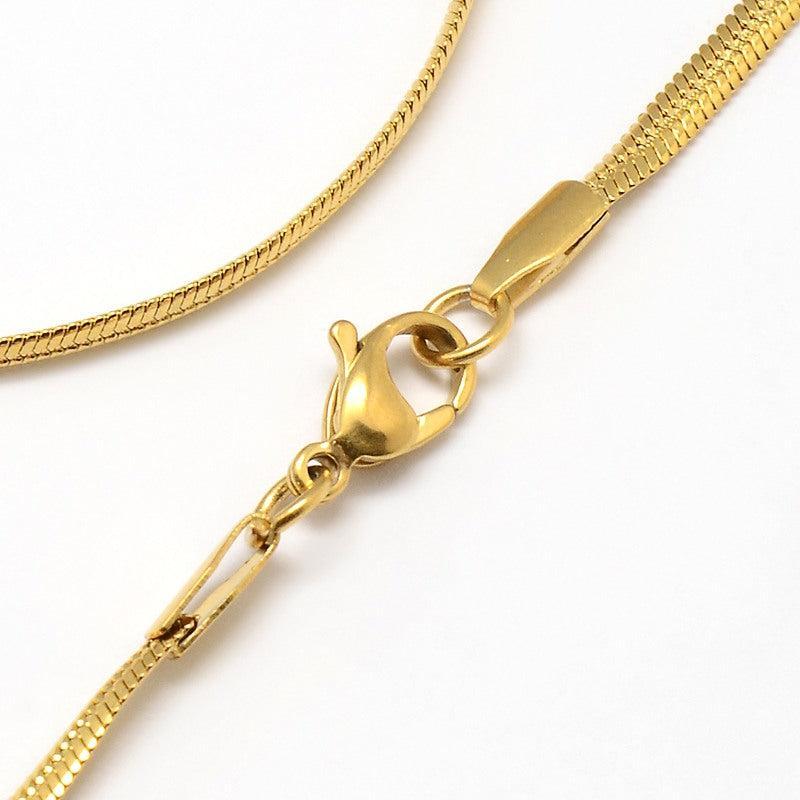 Complete Ketting Herringbone 3mm Premium RVS Goud - 45cm-Ketting-Kraaltjes van Renate