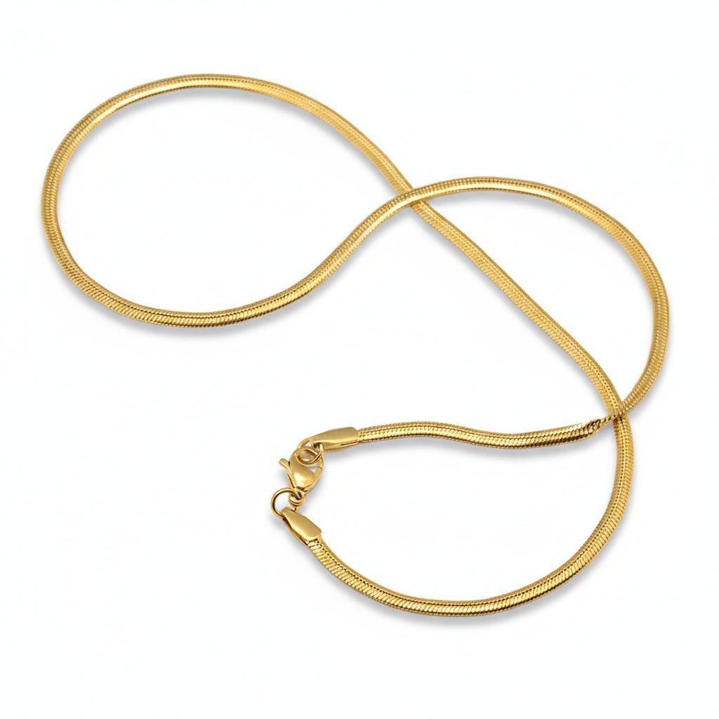 Complete Ketting Herringbone 3mm Premium RVS Goud - 45cm-Ketting-Kraaltjes van Renate
