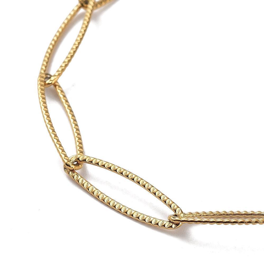 Complete Ketting Horse Eye 21x6mm Premium RVS Goud - 41.7cm-Ketting-Kraaltjes van Renate
