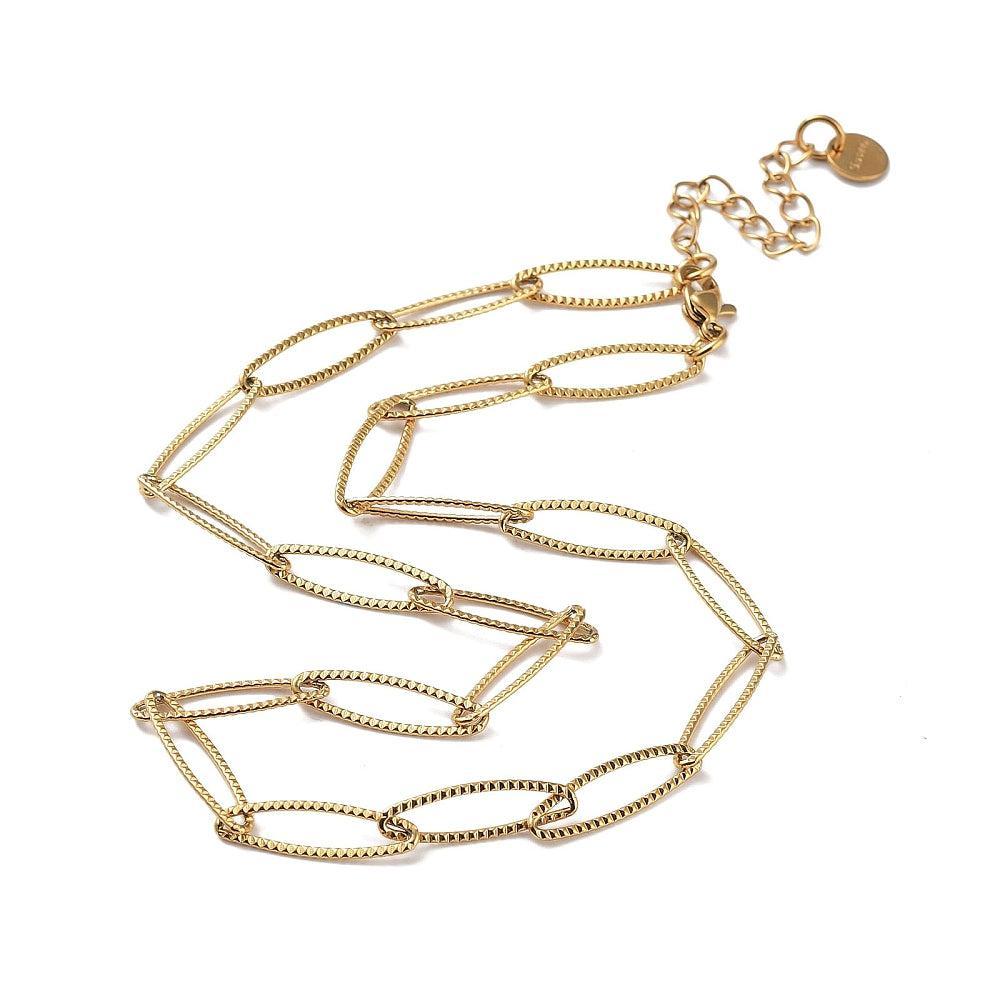 Complete Ketting Horse Eye 21x6mm Premium RVS Goud - 41.7cm-Ketting-Kraaltjes van Renate