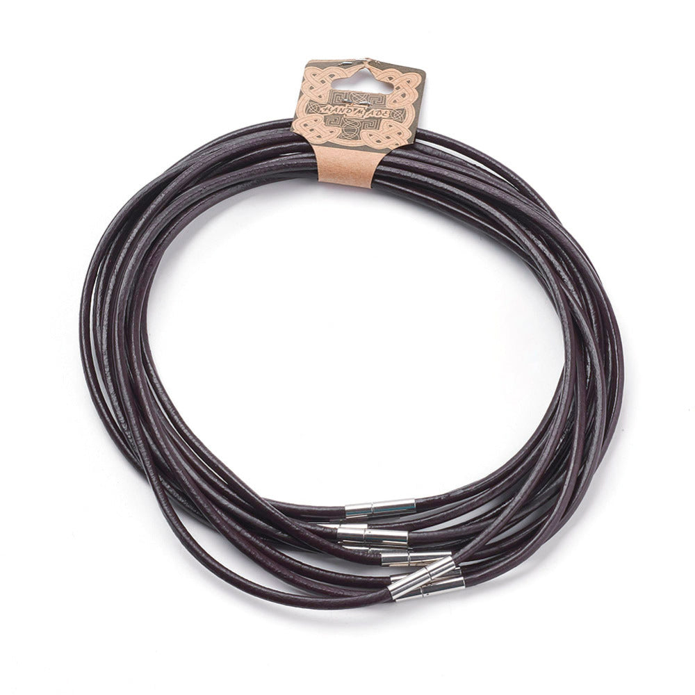 Complete Ketting Leer Donkerbruin 3mm RVS Zilver - 40cm-ketting-Kraaltjes van Renate