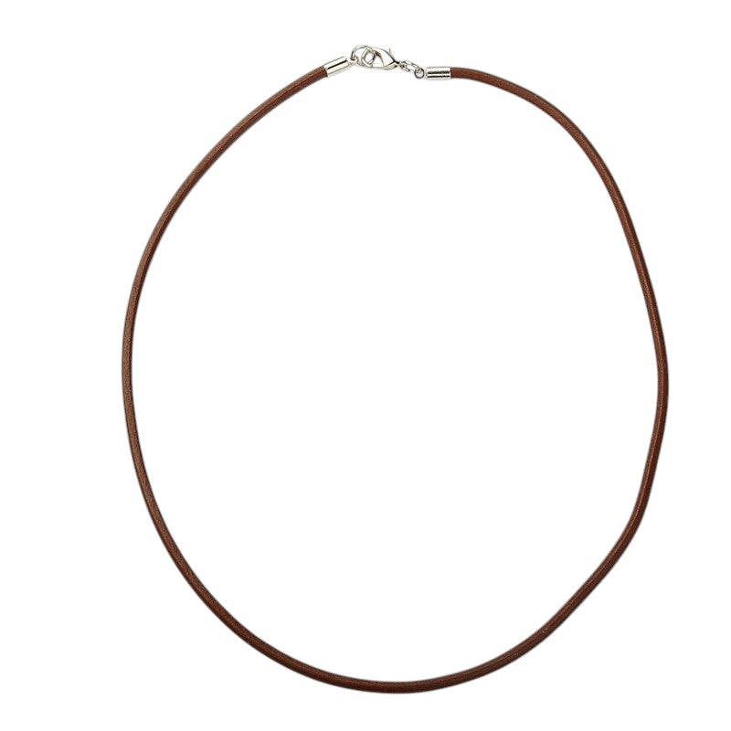 Complete Ketting Leer Roestbruin 3mm Brass Zilver - 46cm