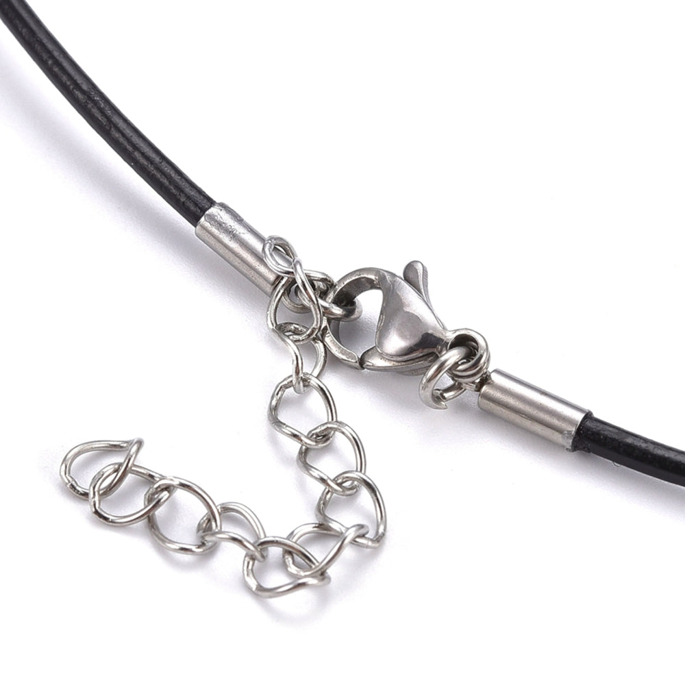 Complete Ketting Leer Zwart 1.5mm RVS Zilver - 45.7cm-ketting-Kraaltjes van Renate