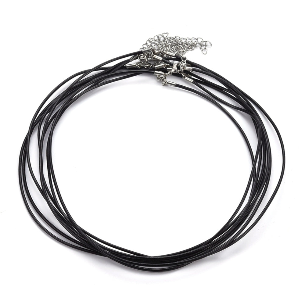 Complete Ketting Leer Zwart 1.5mm RVS Zilver - 45.7cm-ketting-Kraaltjes van Renate