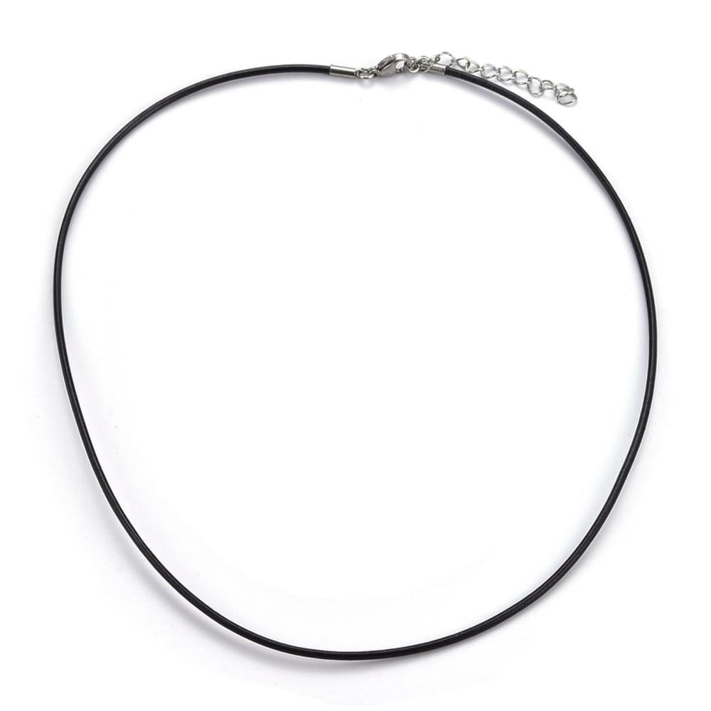 Complete Ketting Leer Zwart 2mm RVS Zilver - 46cm-ketting-Kraaltjes van Renate