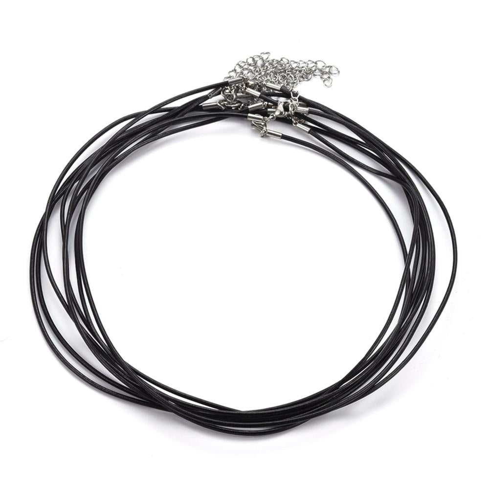Complete Ketting Leer Zwart 2mm RVS Zilver - 46cm-ketting-Kraaltjes van Renate