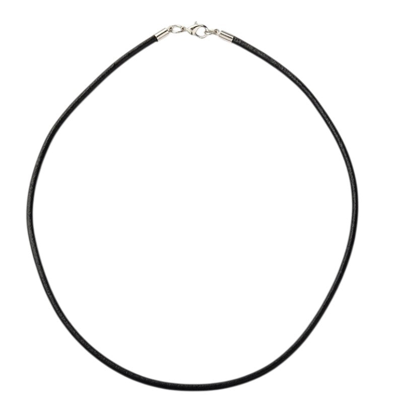 Complete Ketting Leer Zwart 3mm Brass Zilver - 46cm-ketting-Kraaltjes van Renate