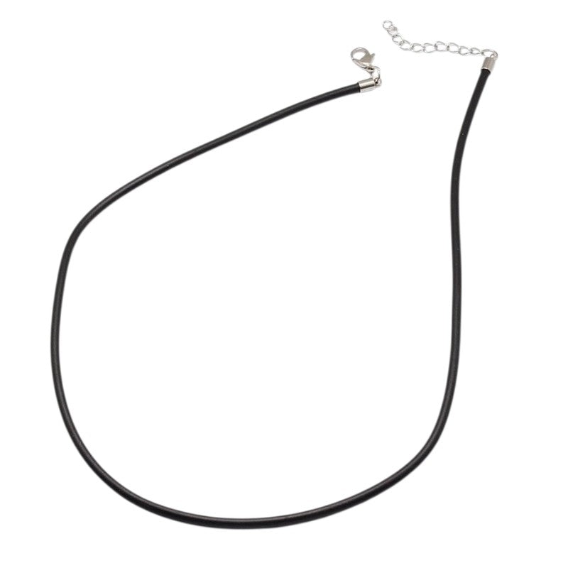 Complete Ketting Leer Zwart 3mm RVS Zilver - 45.7cm-ketting-Kraaltjes van Renate