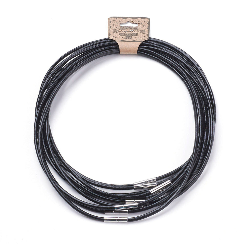 Complete Ketting Leer Zwart 3mm RVS Zilver - 46cm-ketting-Kraaltjes van Renate