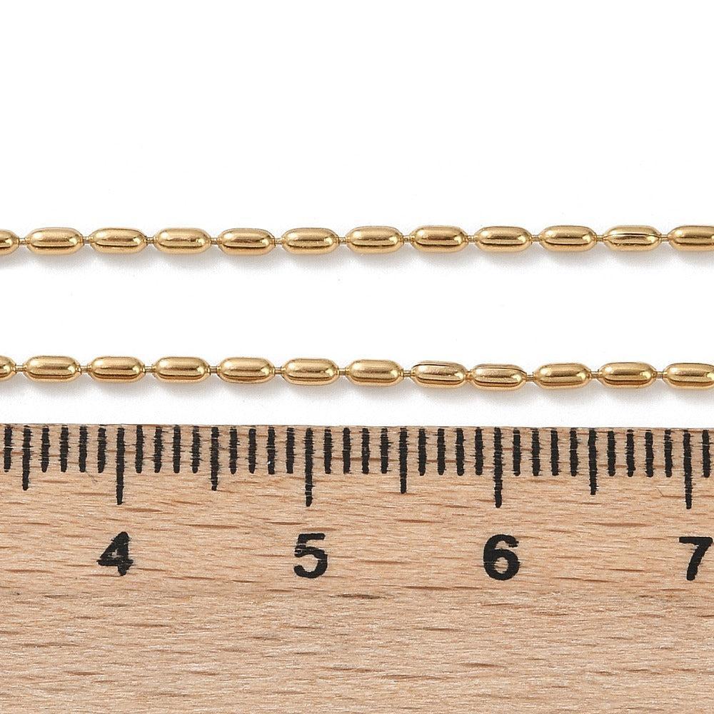 Complete Ketting Oval Ball Chain 1.5mm Premium RVS Goud 14k plated - 40.7cm-Ketting-Kraaltjes van Renate