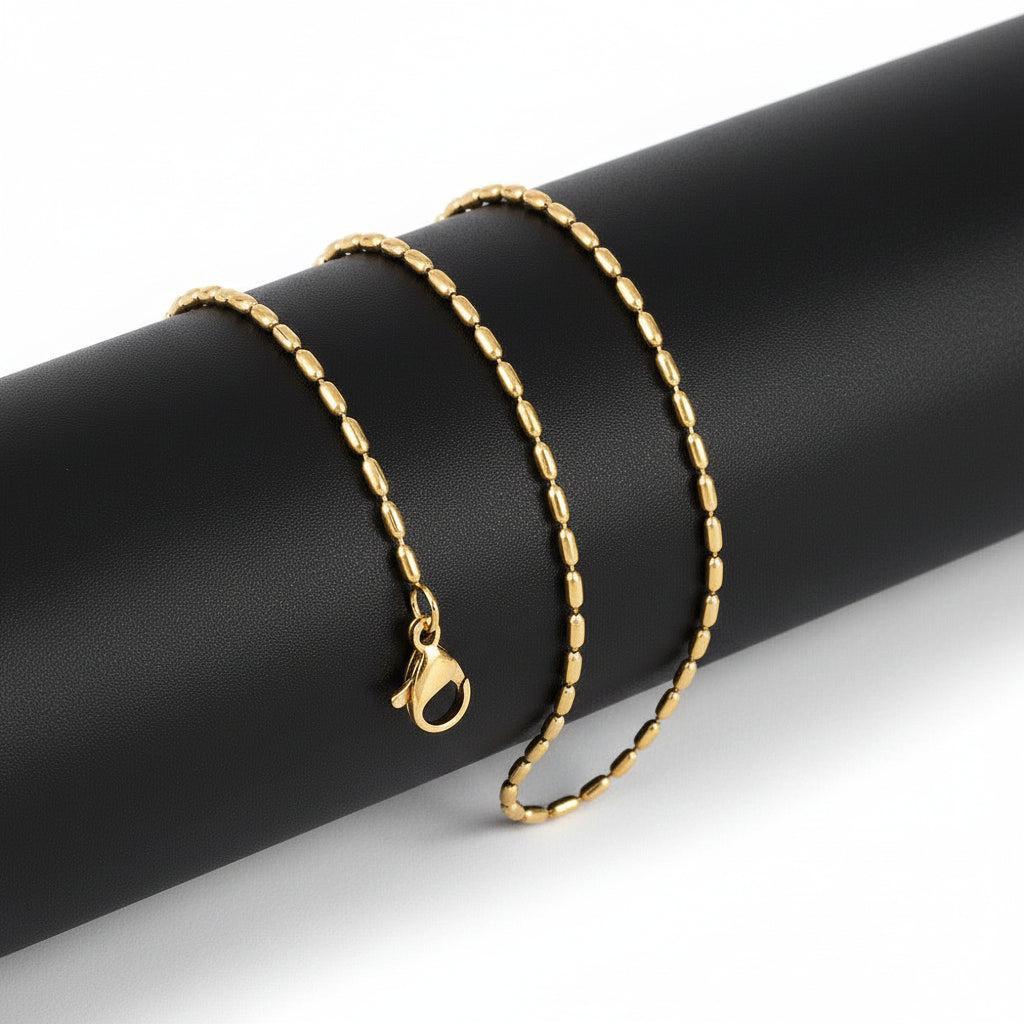 Complete Ketting Oval Ball Chain 1.5mm Premium RVS Goud 14k plated - 40.7cm-Ketting-Kraaltjes van Renate