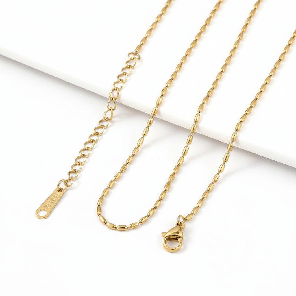 Complete Ketting Oval Ball Chain 1.5mm Premium RVS Goud 14k plated - 40.7cm-Ketting-Kraaltjes van Renate