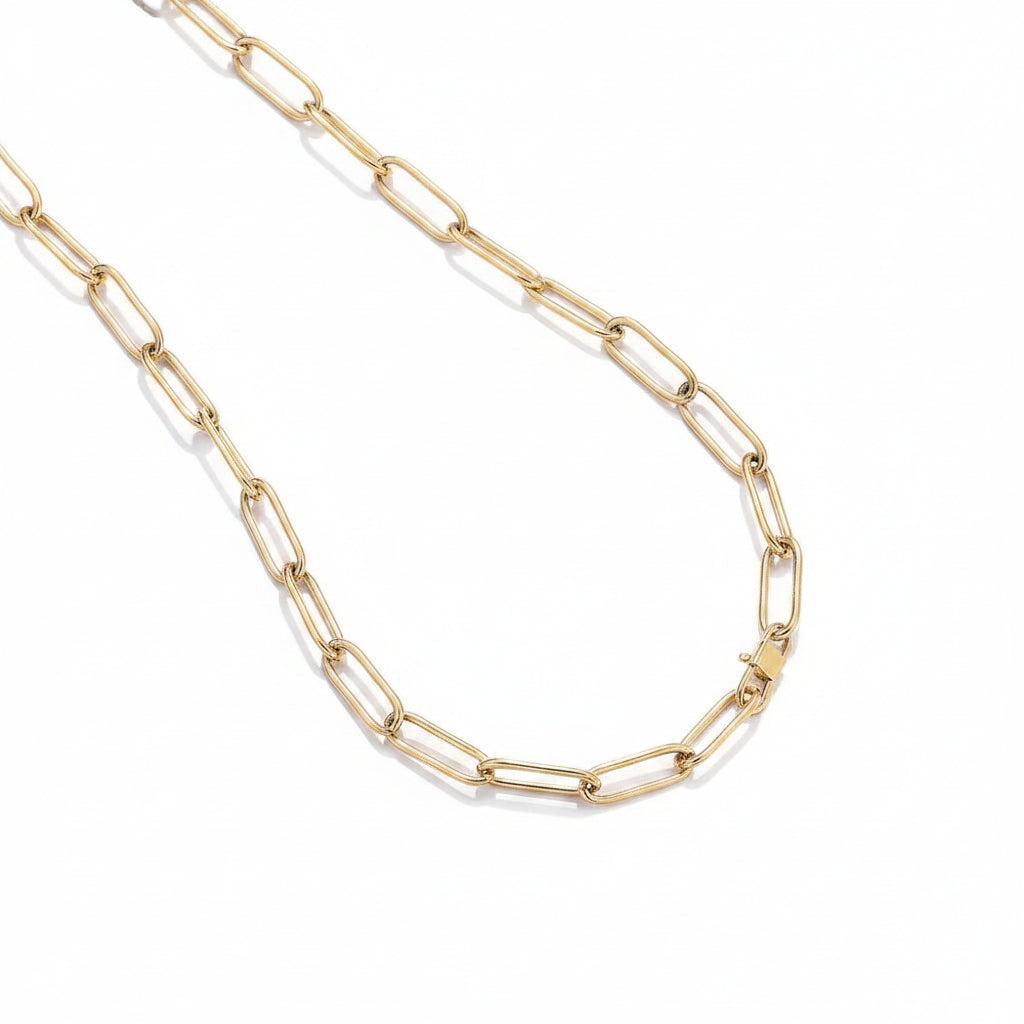 Complete Ketting Paperclip 10x3.5mm Premium RVS Goud - 50cm-Ketting-Kraaltjes van Renate