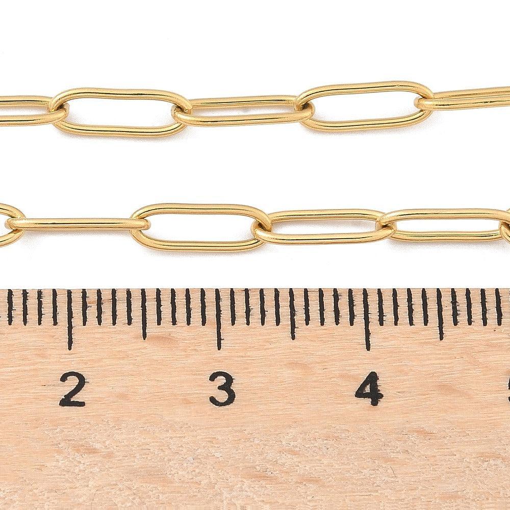 Complete Ketting Paperclip 10x3.5mm Premium RVS Goud - 50cm-Ketting-Kraaltjes van Renate