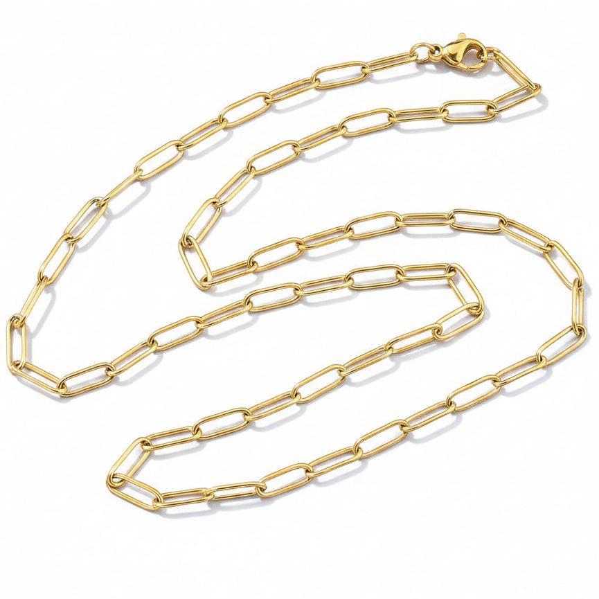 Complete Ketting Paperclip 10x3.5mm Premium RVS Goud - 50cm-Ketting-Kraaltjes van Renate
