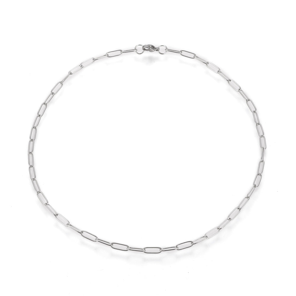 Complete Ketting Paperclip 10x3.5mm RVS Zilver - 40cm-Ketting-Kraaltjes van Renate