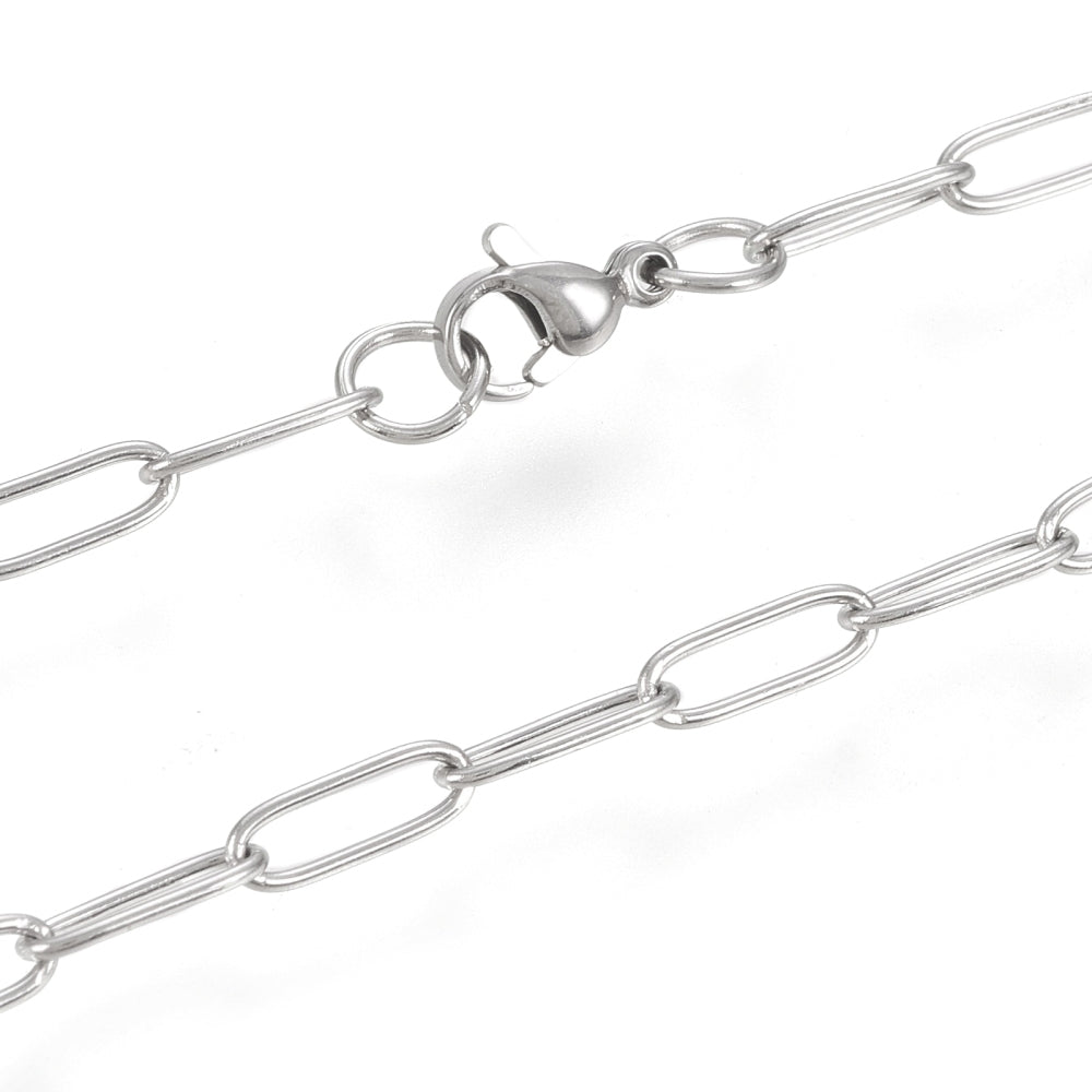 Complete Ketting Paperclip 10x3.5mm RVS Zilver - 40cm-Ketting-Kraaltjes van Renate