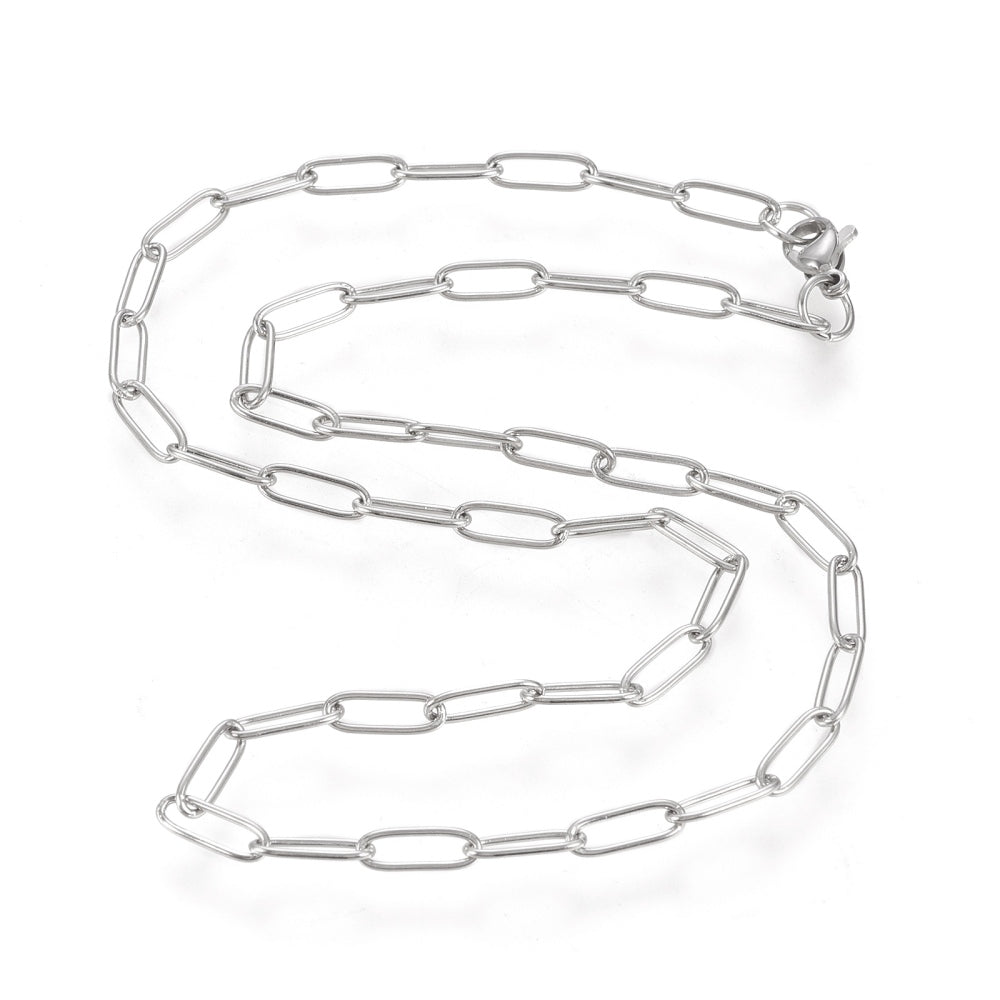 Complete Ketting Paperclip 10x3.5mm RVS Zilver - 40cm-Ketting-Kraaltjes van Renate