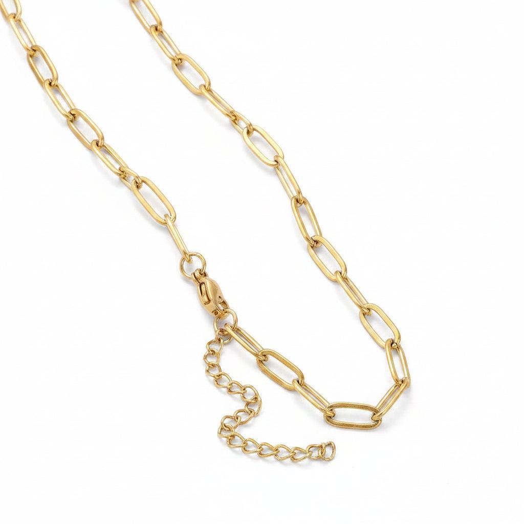 Complete Ketting Paperclip 10x4mm Premium RVS Goud - 41.5cm-Ketting-Kraaltjes van Renate
