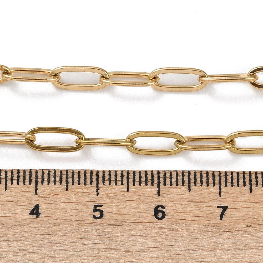 Complete Ketting Paperclip 10x4mm Premium RVS Goud - 41.5cm-Ketting-Kraaltjes van Renate