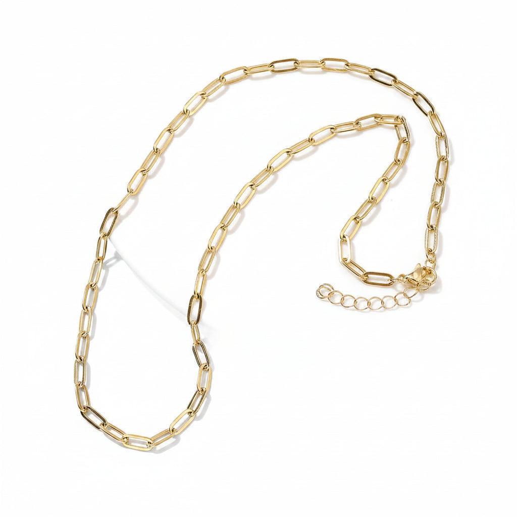 Complete Ketting Paperclip 10x4mm Premium RVS Goud - 50.5cm-Ketting-Kraaltjes van Renate